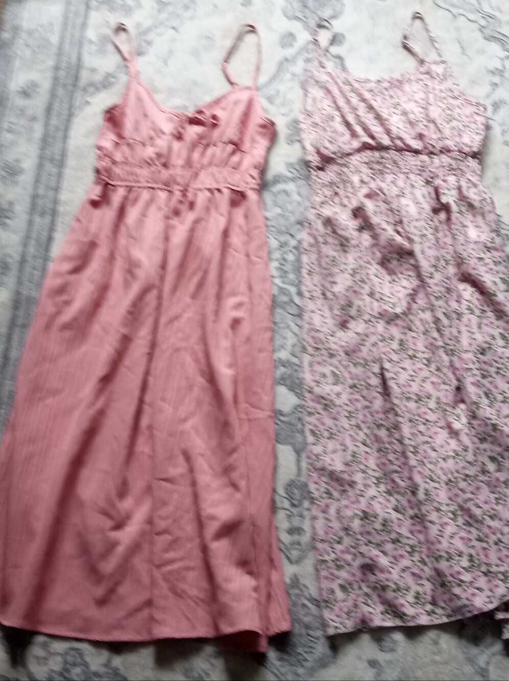 Pink Floral and Solid Pink Sundress Duo